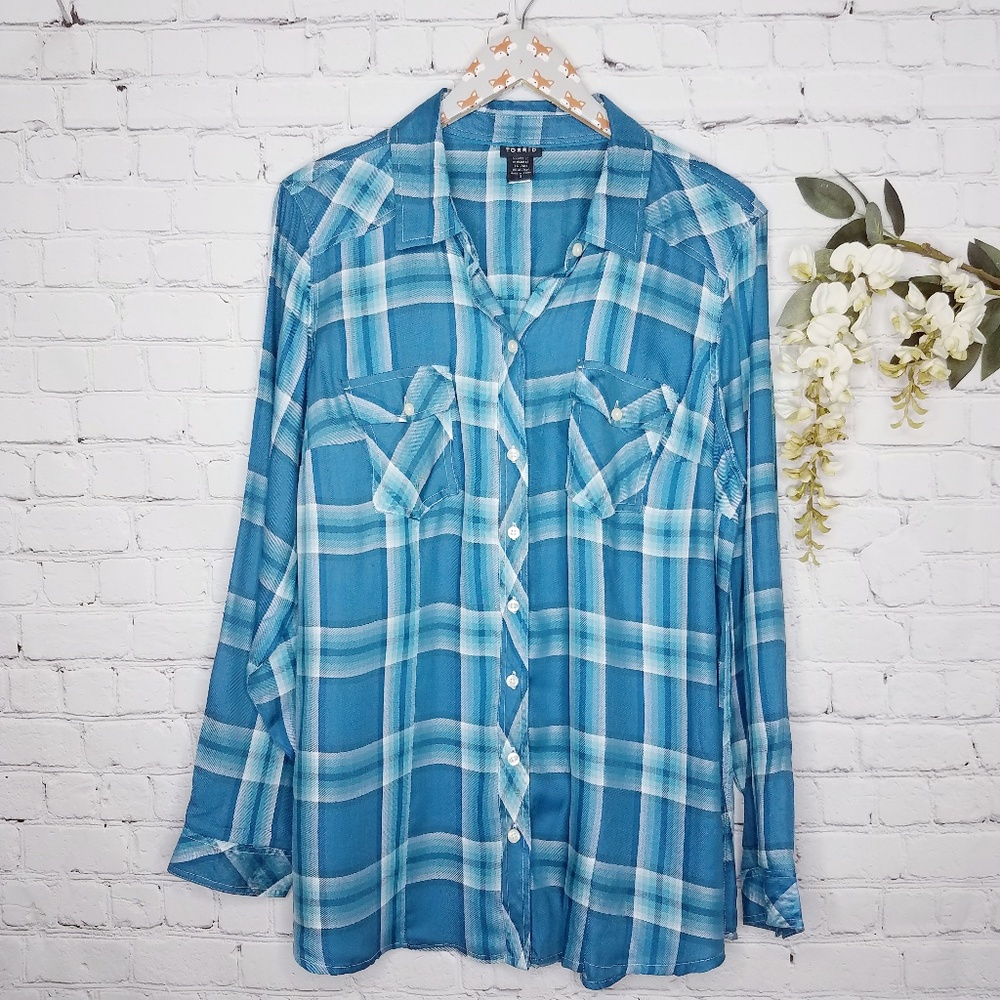 Torrid Long Sleeve Plaid Button Down • 2